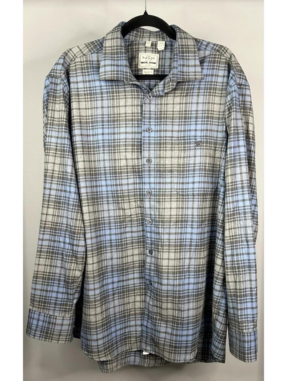 Haupt Regular Fit Plaid Flannel Button Down Shirt Men’s Size XL 17.5